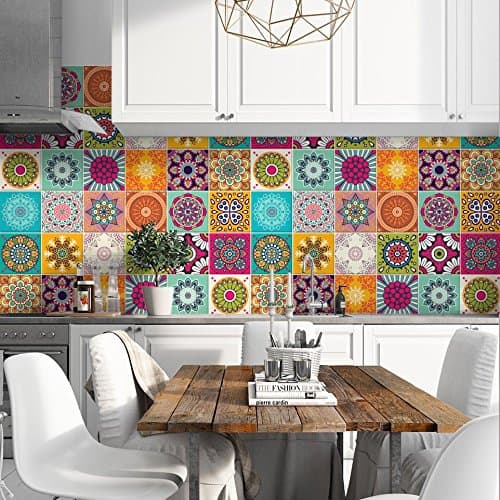 RE-COVERTILES - Pegatinas Azulejos Cocina y Baño Stickers de PVC Impermeables Antiarañazos Decoración de Pared Baldosas Peel and Stick - Modelo 24 Pzas 10x10 cm PS00179 Made in Italy