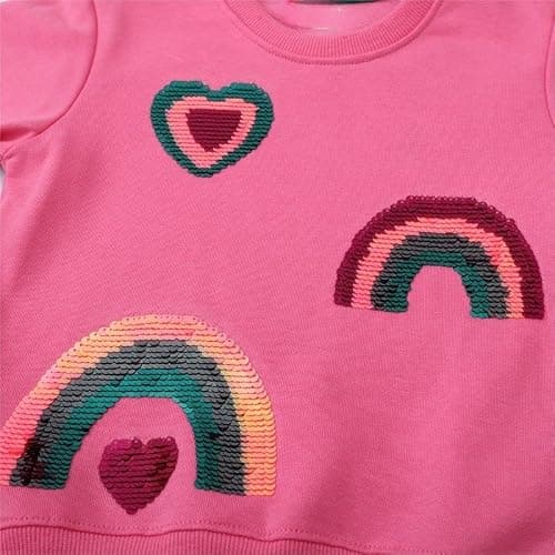 Winzik Girls Sweatshirt Christmas Sweater Shirt Toddler Kids Girl Pullover Fall Long Sleeve Tops Tee Clothes 2-7T (4-5T, Hot Pink Rainbow) — view 7