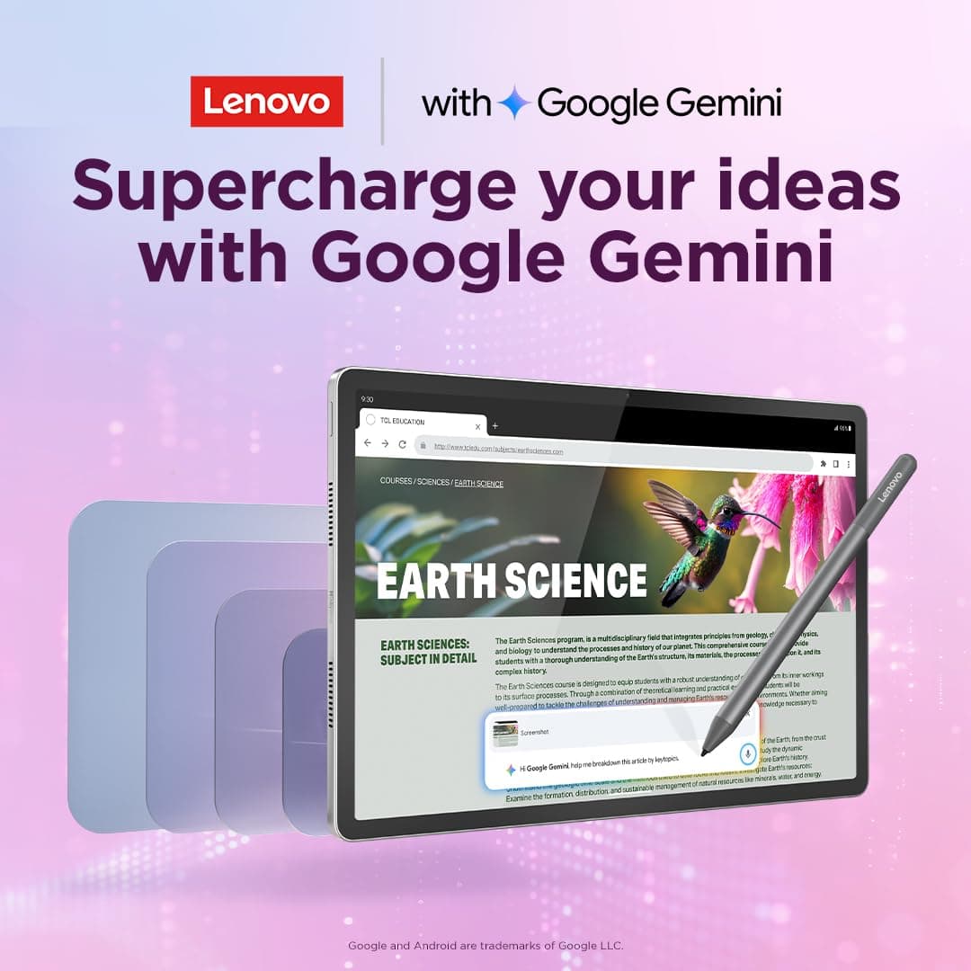 Lenovo Idea Tab Plus Android Tablet | 12.1 inch 2.5K (2560x1600) Display | MediaTek Dimensity 6400 | 8 GB RAM | 256 GB UFS 2.2 | Wi-Fi 5 | Luna Grey |Tab Pen + Folio Case — view 5