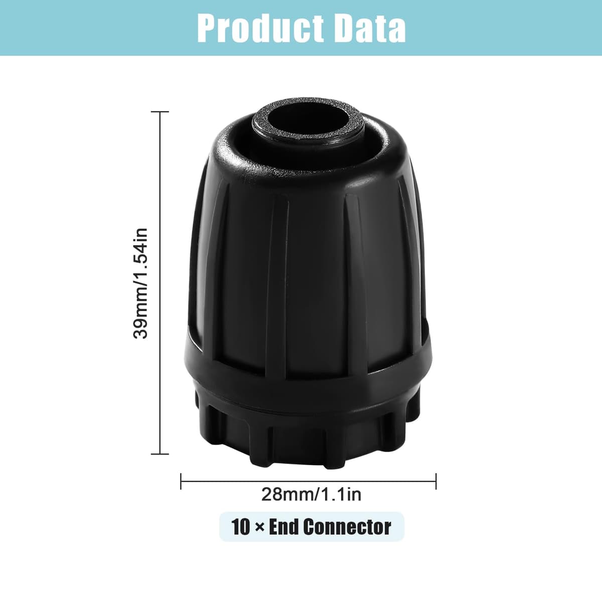 VooGenzek 10 Piezas Accesorios de Riego Tapones de Extremo para Tubos 16mm, Adaptador de Riego por Goteo, Conectores de Púas de Manguera para Sistemas de Riego, para Césped, Jardín (Negro) — view 2