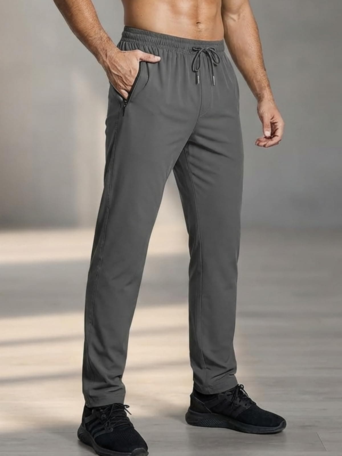 Pantalones deportivos para hombre, cintura elástica, ligeros, de secado rápido, con bolsillos, para gimnasio, entrenamiento — view 6