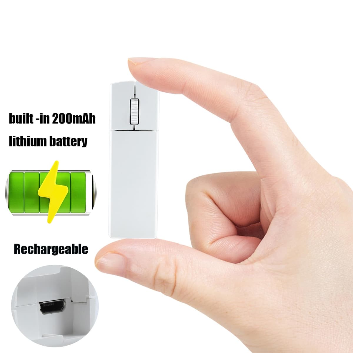 elec Space Wireless Mini Finger Mouse - Silent Dual-Mode Bluetooth & 2.4GHz, Ergonomic Portable PC Mice with Case, Compatible with MacBook and Chromebook — view 4