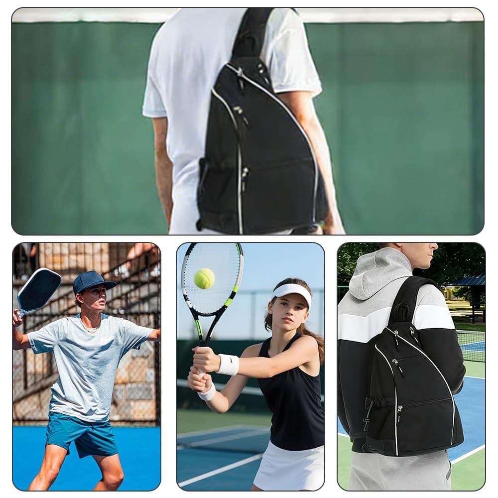 1 Unidad Bolsa de Pickleball, Pickleball Sling Bag Mochila, Mochila Cruzada Reversible para Hombres y Mujeres, Bolso Bandolera Portátil con Gancho para Equipo y Equipo, sostiene Palas, Pelotas — view 5