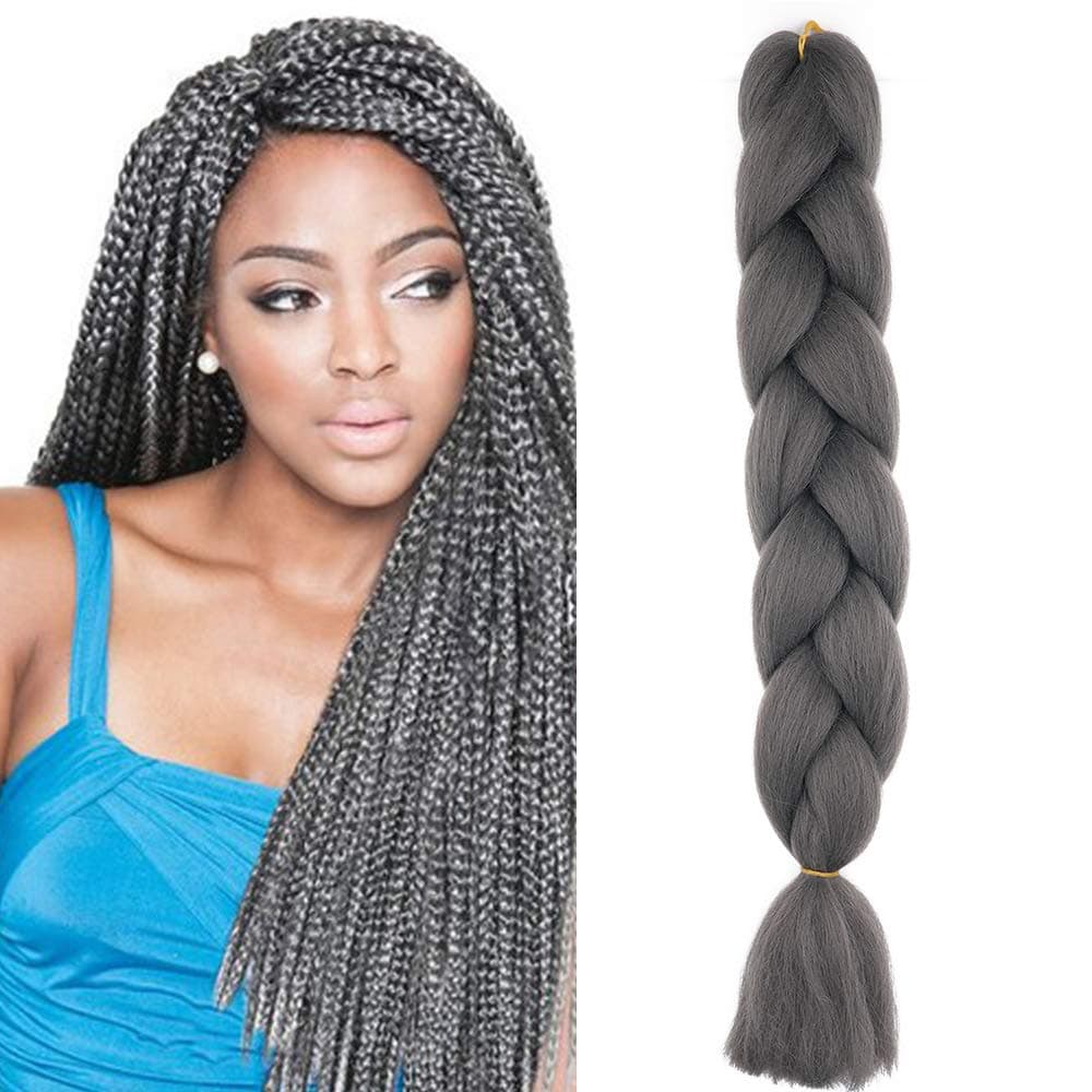24" Braiding Hair Extension Jumbo Braids Synthetic 3bundles/pack Crochet Hair Afro Box Braid Heat Resistent (Dark Purple) — view 167