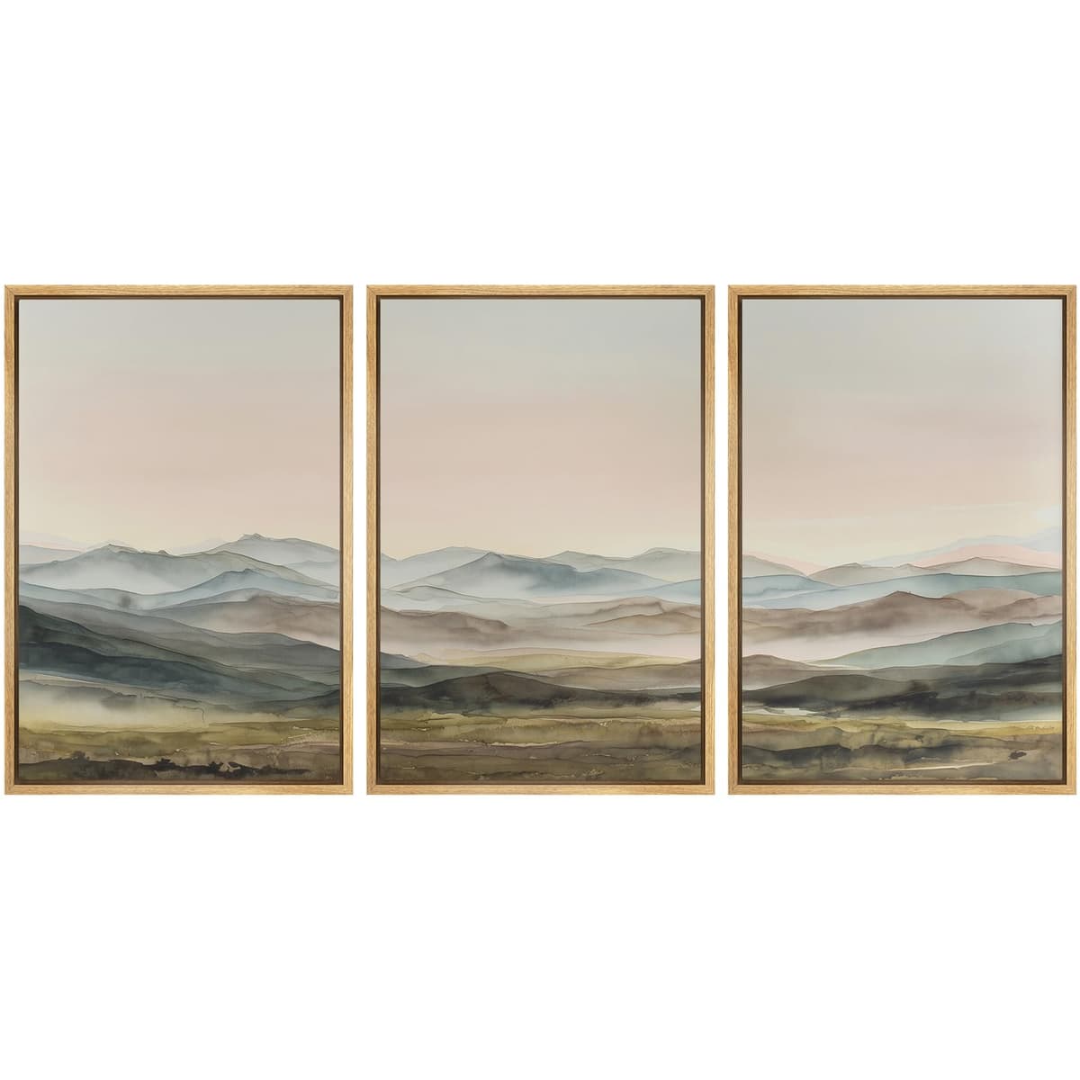 SIGNWIN Framed Canvas Print Wall Art Set Blue White Grunge Geometric Pattern Abstract Shapes Cozy Neutral Decorative Contemporary Minimal for Living Room, Bedroom, Office - 24"x36"x3 Natural — view 19