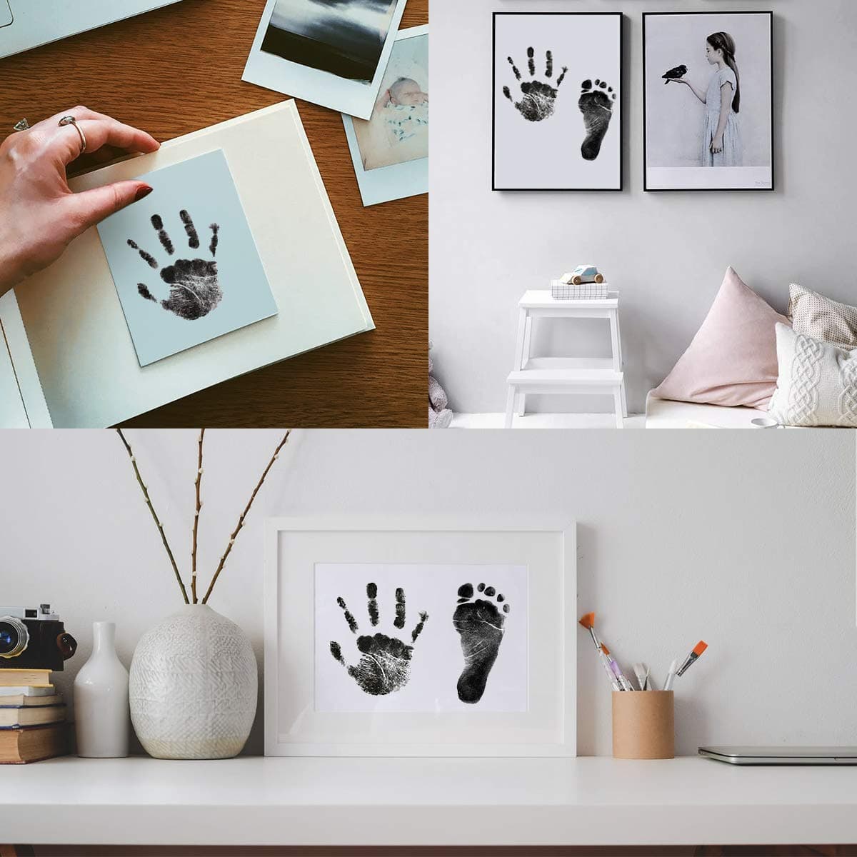 Nabance Baby Handprint and Footprint Kit, 3 Ink Pads with Clean-Touch, 6 Imprint Cards, Pet Paw Inkless Print, Safe Non-Toxic for Feet and Hands, Family Keepsake - Black — view 7