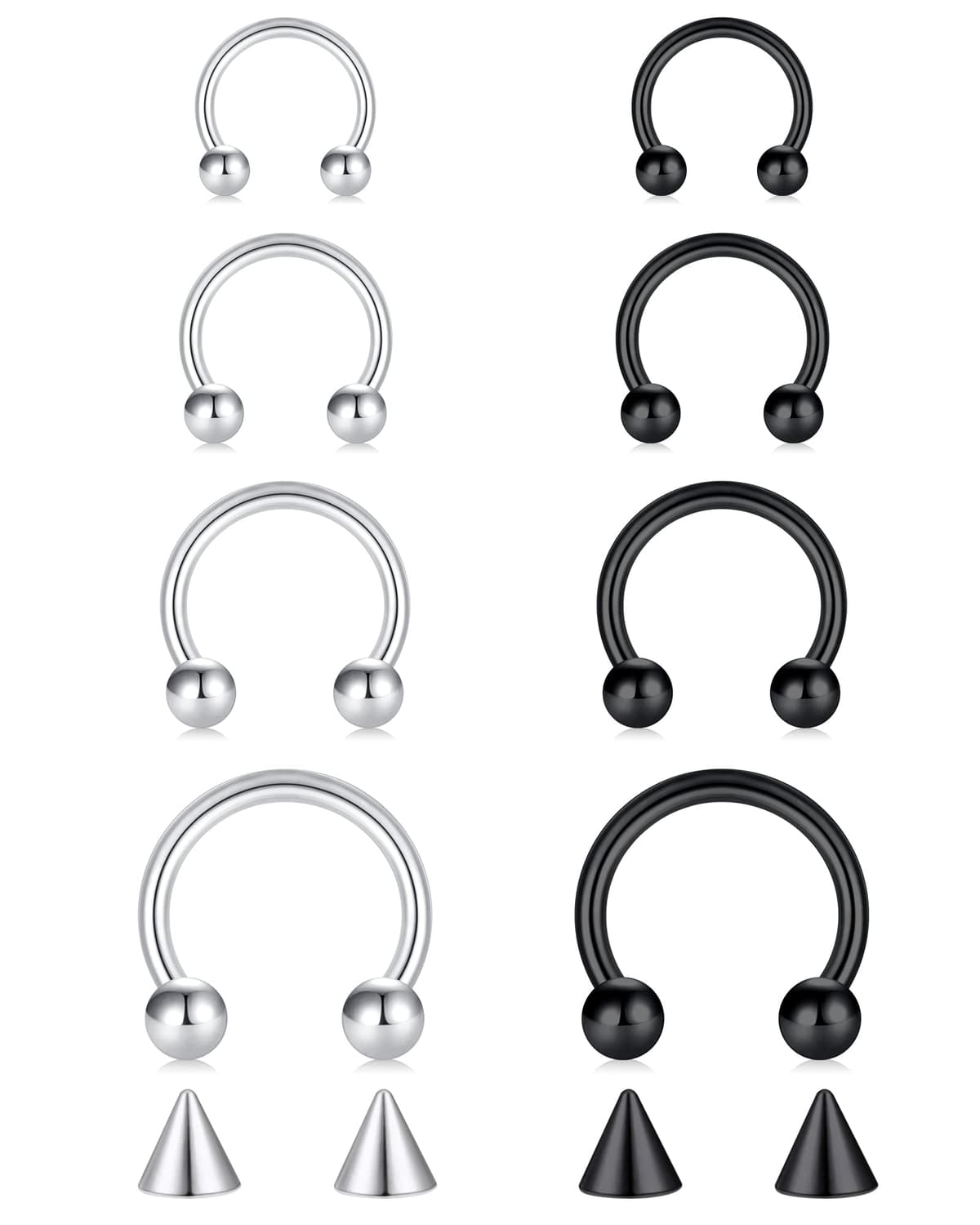 Briana Williams Septum Piercing Aro Nariz Herradura Acero Quirurgico 16G Helix con Bolitas Pendientes de Oreja Plata 6/8/10/12mm — view 12