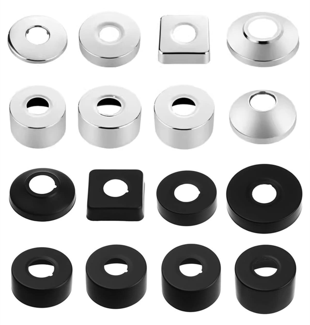 2 rosetas de 25 mm de diámetro (3/4") para grifo de ducha, roseta de acero inoxidable, tapa de tubo, rosetas para grifos de ducha, grifos, tubo de calefacción (plata, 60 x 25)