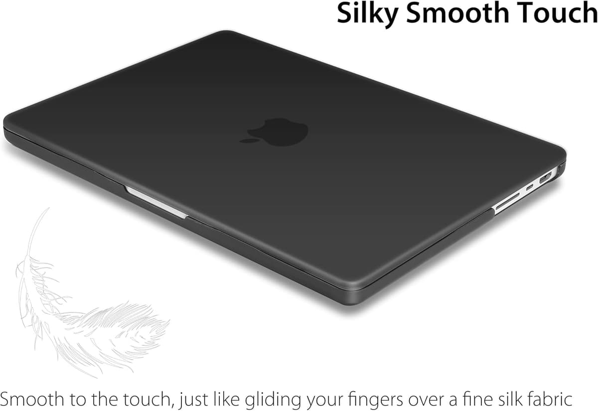 UESWILL Case Compatible with MacBook Pro 14 inch M5 M4 M3 M2 M1 Pro Max Chip & Touch ID, 2026 2025 2024 2023 2022 2021 Release, Smooth Matte Hard Shell Cover + Microfiber Cloth, Black — view 3