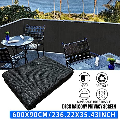 GardenLux 3'x20'Balcony Privacy Screen Cover Fence Cover UV Protection Weatherproof Windscreen Heavy Duty for Patio, Backyard,Black — view 5