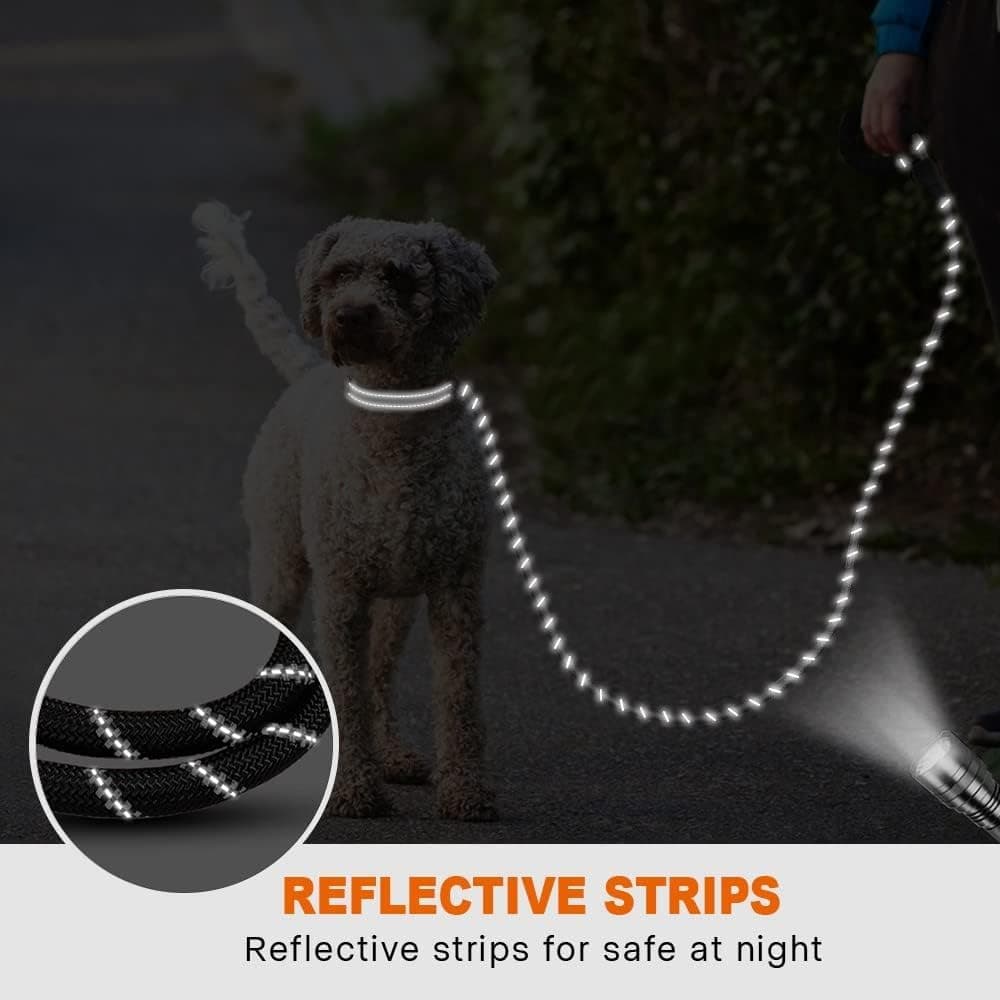 Taglory Correa de Perro, 1,2 m Correa de Fuerte de Perro para Perros Medianos y Grandes con Mango Acolchado Suave y Hilos Reflectantes, Negro — view 5