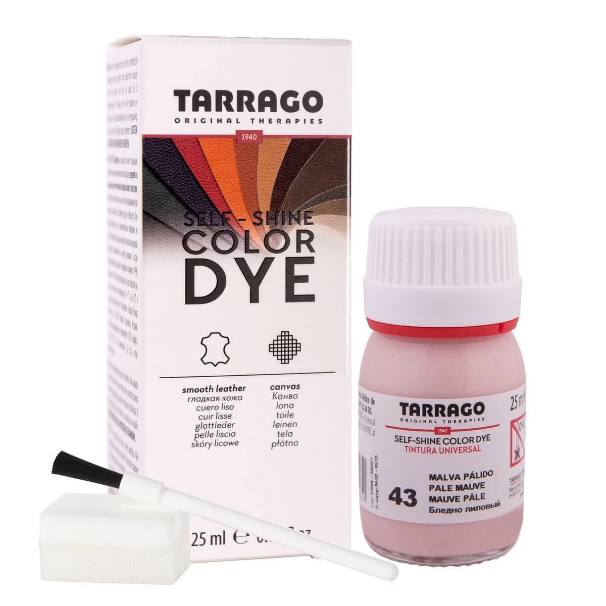 Tinte para Zapatos y Bolsos de Cuero y Textil con Esponja y Brocha | Cubre Rozaduras y Desgastes del Calzado | Gama de 90 colores — view 90