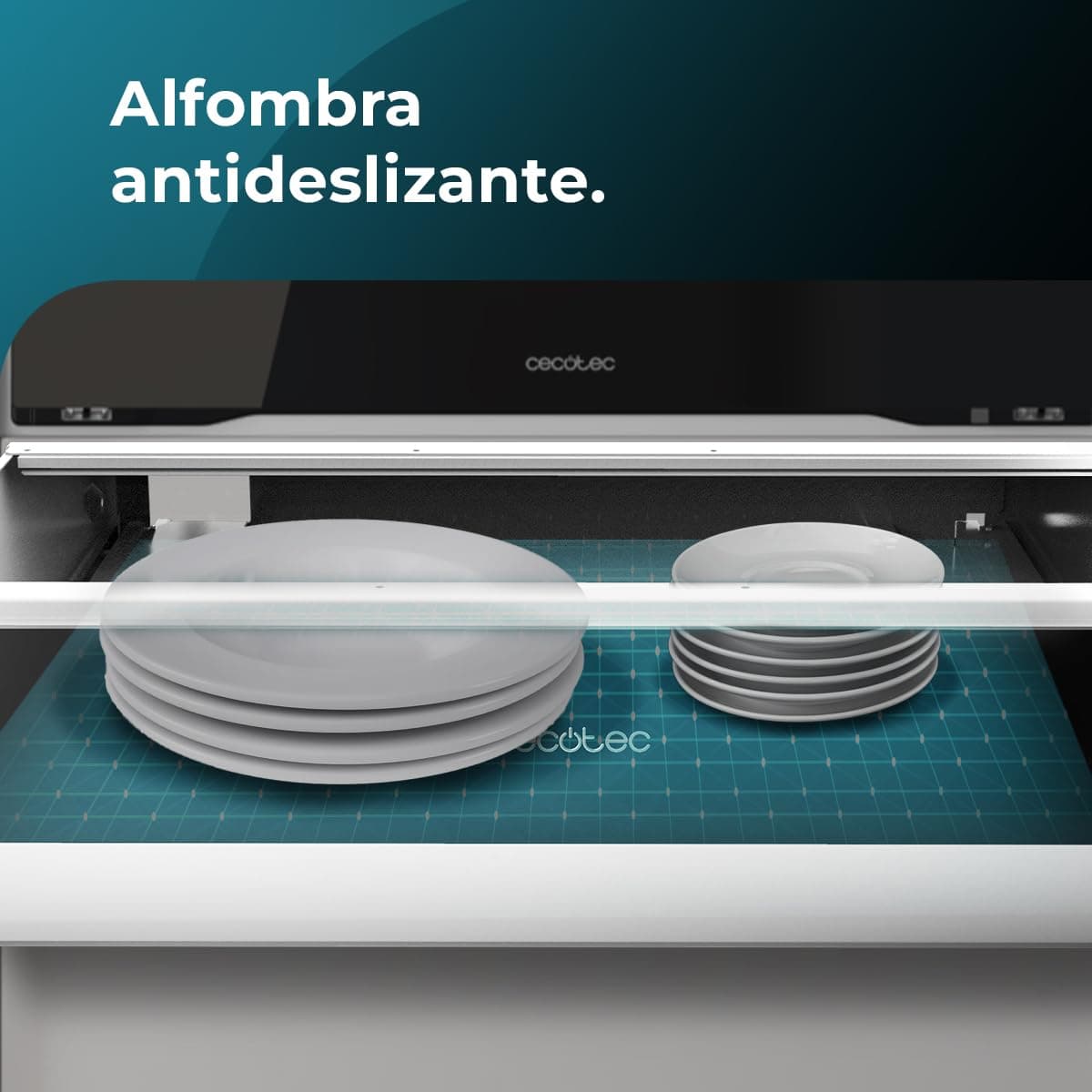 Cecotec Bolero Hexa WD Edge Integrable 60cm Dish Warmer Drawer 470W Maximum Power, Adjustable Temperature 30-80º, Mechanical Control, Indoor Non-Slip Mat, Black and Stainless Steel — view 7