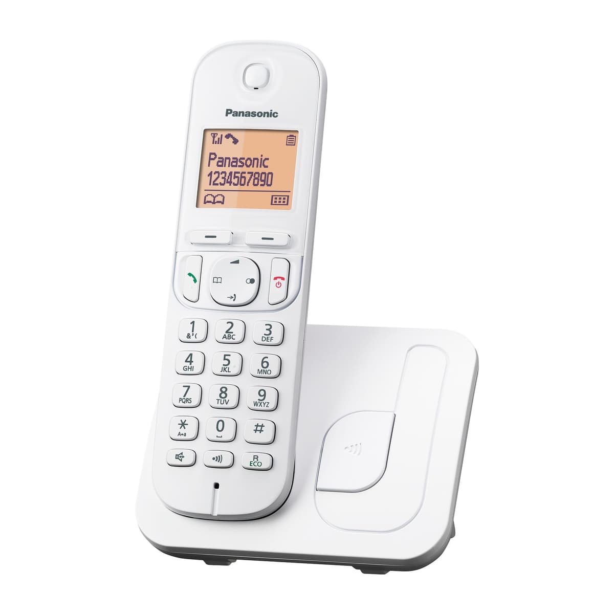 Panasonic KX-TGC210SPW Teléfono Inalámbrico Digital, Unidad Base y 1 Auriculares, Identificador y Bloqueo de Llamadas, Altavoz Manos Libres, Modo Ecológico, Reloj Despertador, Pantalla LCD, Blanco