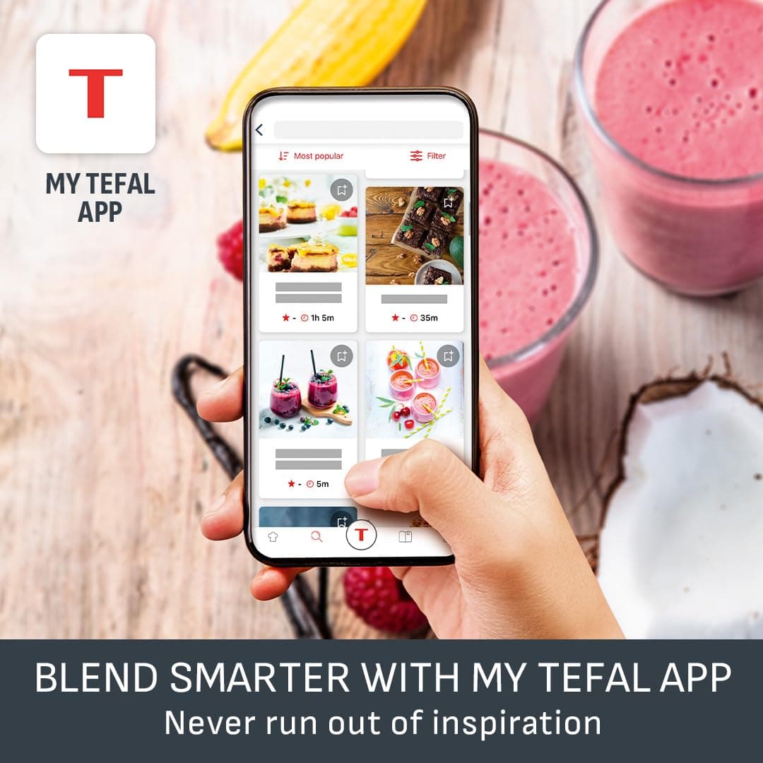 Tefal Blendforce II Blender, 2L Plastic Jug, 1.25L Effective Capacity, 600W, 4 Removable Stainless Steel Blades, Smoothie, Ice Crush, 2 Speeds + Pulse, Kitchen Shakes Maker, Black, BL420840 — view 9