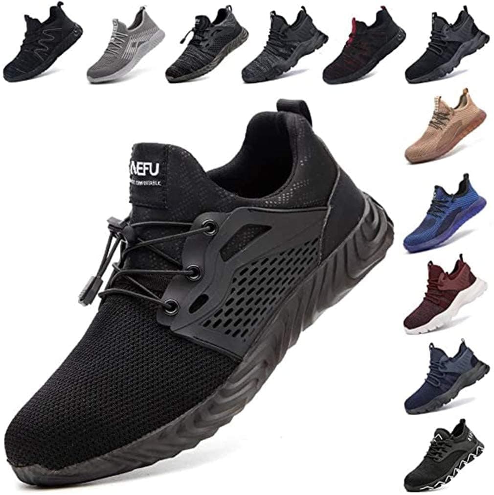 Zapatos De Seguridad para Hombre con Puntera De Acero Mujer Calzado De Trabajo Zapatos De Deportivos Transpirables Construcción Botas Trekking Negro Azul Gris Verde Rosa 36-48 EU