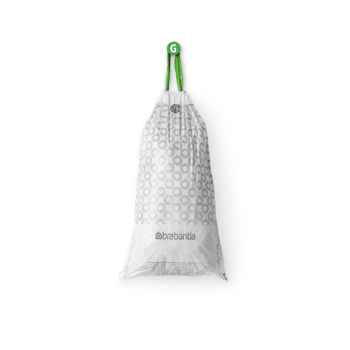 Brabantia PerfectFit Bin Liners (Size G/23-30 Litre) Thick Plastic Trash Bags with Tie Tape Drawstring Handles (40 Bags) — view 3