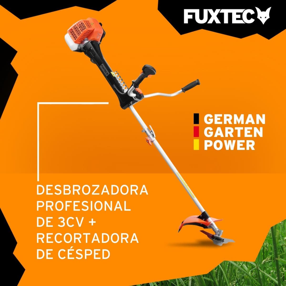 FUXTEC Desbrozadora profesional de gasolina de 62 cc, 3,5 CV, Multiherramienta 2en1, con correa para el hombro, sistema antivibratorio recortadora multifunción Motor 2 tiempos — view 2