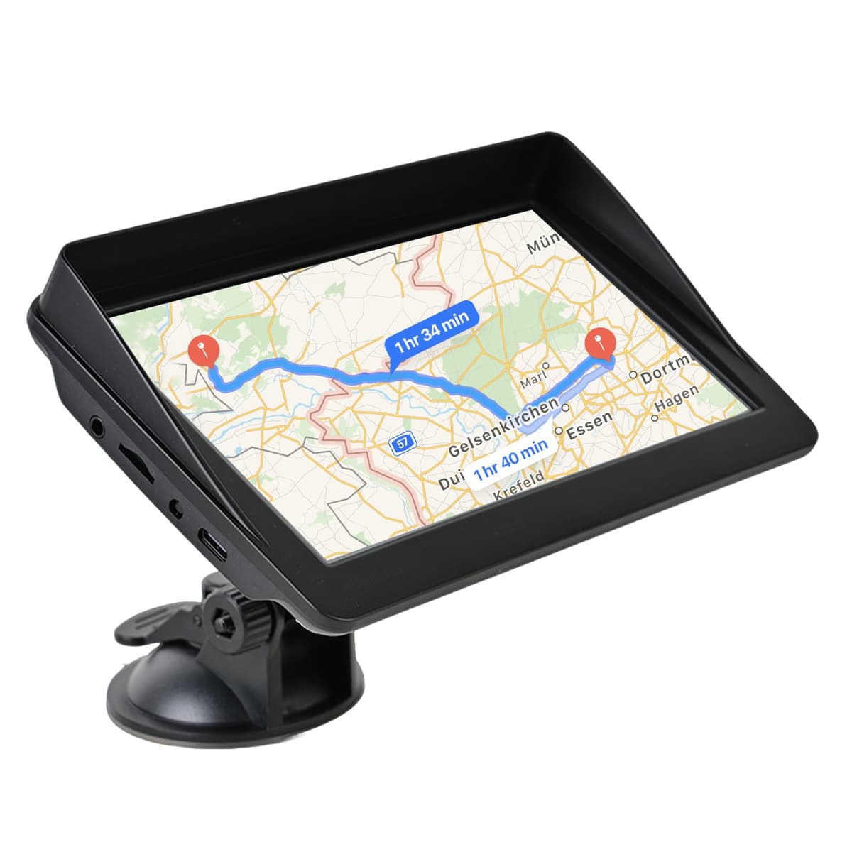 7Inch Sat Nav, HD Touch Screen GPS Navigation for Cars Trucks with UK, Europe Maps, HGV Sat Nav Trucks, Lifetime Free Updates, Support Postcode Search, Speed Camera Alert, Voice Guidance, POI