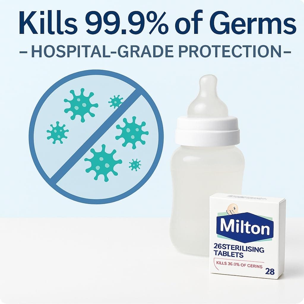 Milton Sterilising Tablets – 2 Pack (56 Tablets Total) | Cold Water Baby Bottle Steriliser | Kills 99.9% of Germs | Fast & Easy | Travel-Friendly | Trusted UK Brand — view 3