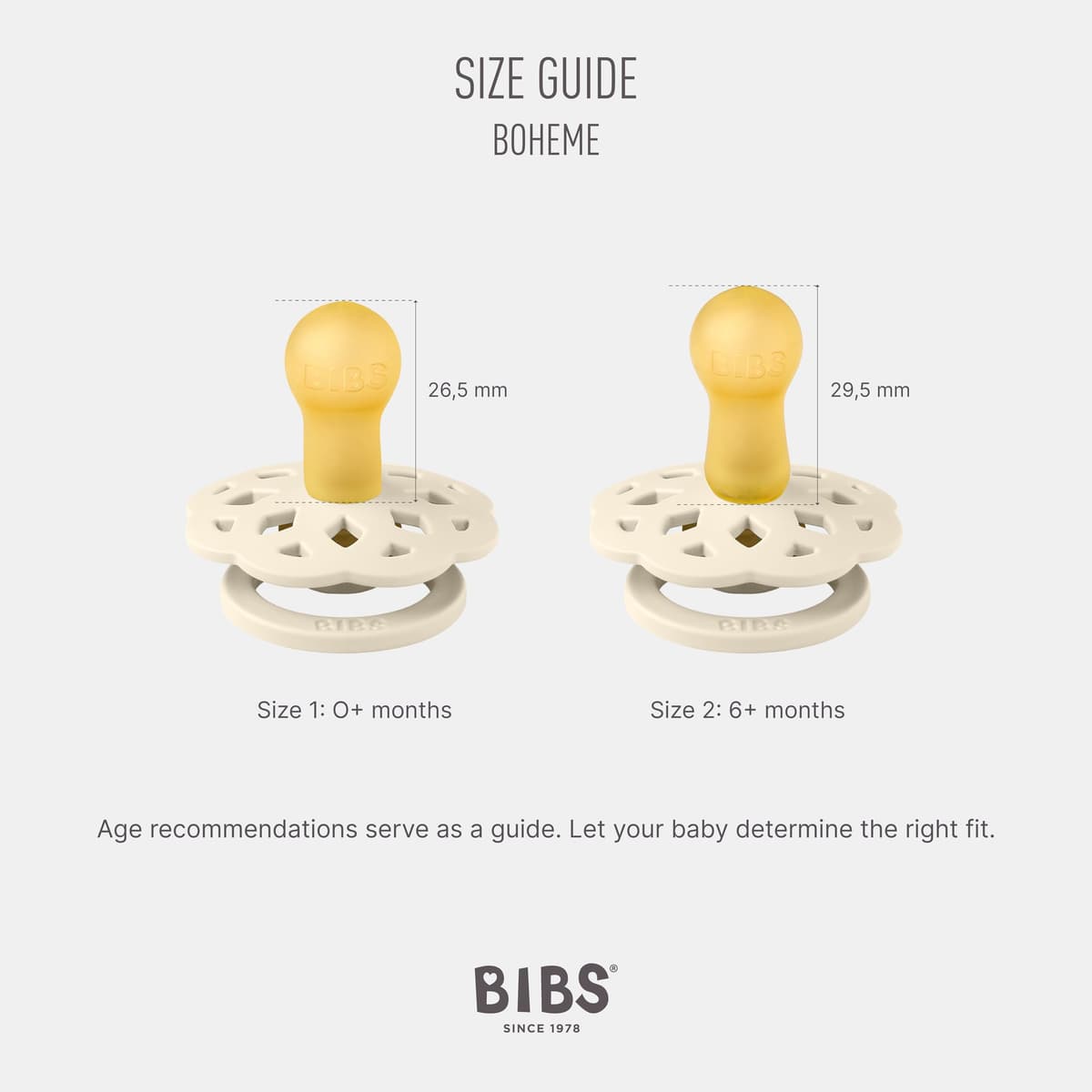 BIBS Boheme Soother 2-Pack. BPA Free. Round Nipple. Natural Rubber Latex, Made in Denmark. Size 2 (6-18 Months), Blossom/Dusky Lilac — view 2