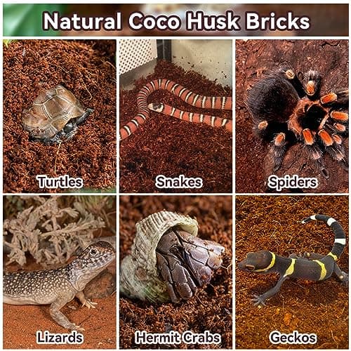 Legigo 8 Pack Compressed Coconut Fiber Substrate - 100% Organic Coconut Fiber Brick Bedding for Reptiles, Natural Coco Husk Substrate Terrarium Bedding for Snake, Hermit Crabs, Frogs, Tortoise, Gecko — view 4