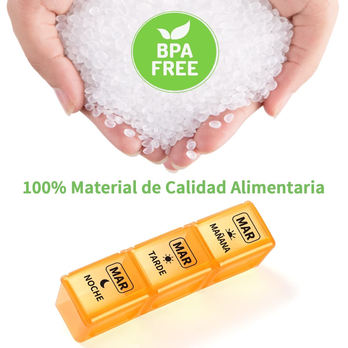 Pastillero Semanal 3 Tomas Español, Opret Pastillero Diario Grande, Dosificador de Comprimidos 7 Dias con 21 Compartimentos, Pastillero Diario de Viaje — view 6