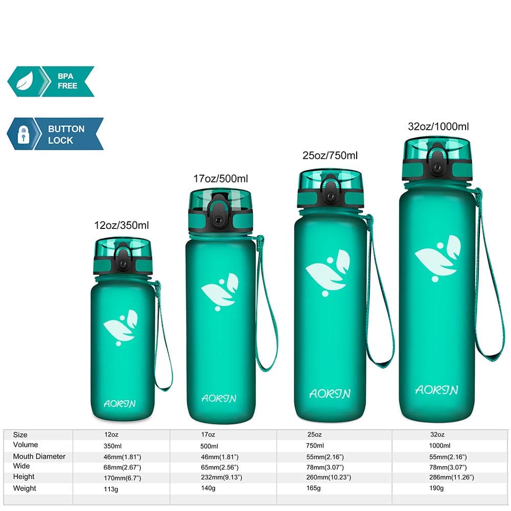 AORIN Botella Agua Deporte -350ml/500ml/750ml/1000ml - Botella Agua Niños Sin BPA，Impermeable y Reutilizable，Apertura con un Solo botón，Aplicar a Sport, Gimnasio, Trekking，Bicicleta — view 4