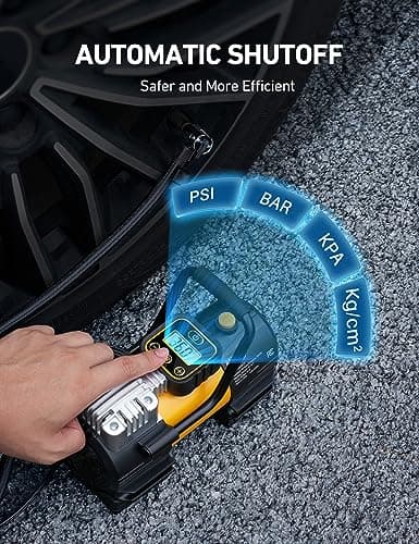 AstroAI Tire Inflator Portable Air Compressor (Up to 150 PSI) Tire Pump for Car 12V DC Digital Air Pump with 12 LEDs Super Bright Light for Bicycle, Motorcycle, Automotive Car Accessories — view 5