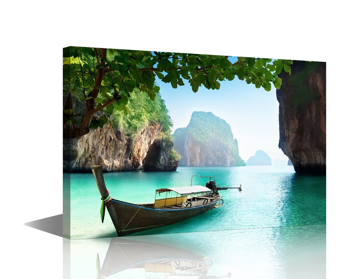 Wall Art for Living Room Beach Canvas Art Wall Decor Blue Sea Sunset Pictures Print on Canvas Natural Landscape Painting Seascape Artwork Stretched Framed Ready to Hang 12x18inch — view 29