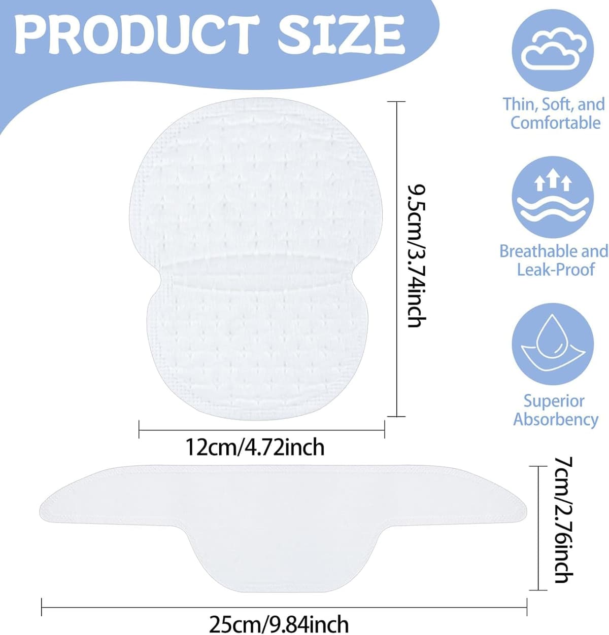 80 Piezas Almohadillas Sudor Axilas, Desechables Almohadillas Absorbentes con 10 Parches para el cuello, Cómodo y Invisible, Antisudor Axilas para Hombres Mujeres — view 2