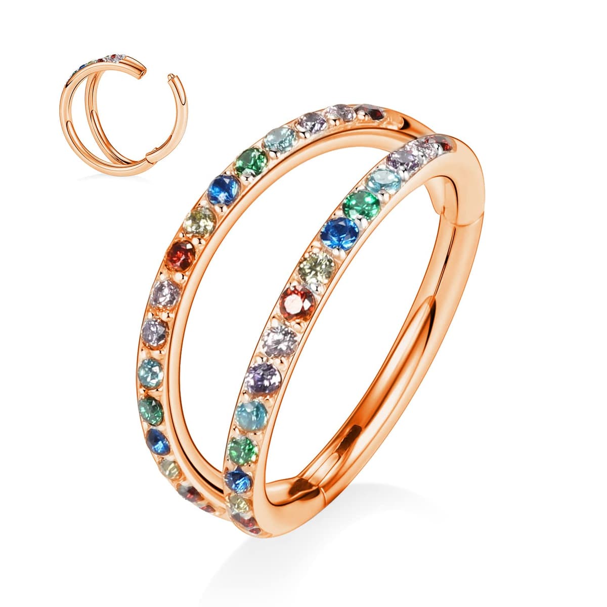 Yrogcu 20G 18G 16G 14G Single/Double Hoop Stainless-Steel Seamless-Hinged-Piercing Segment-Clicker Nose-Ring-Hoop : Diameter 6mm 8mm 10mm 12mm Cartilage Earrings — view 22