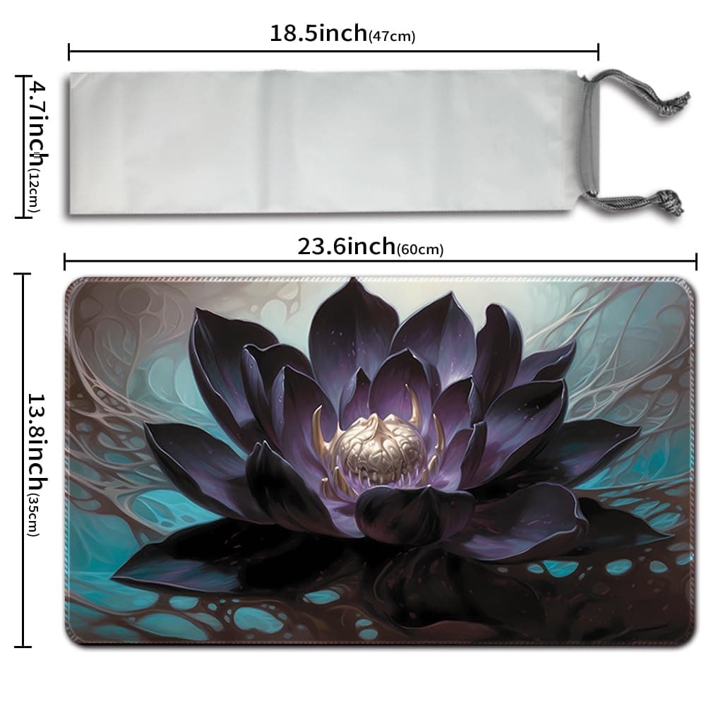 Alfombrilla de juego MTG + bolsa impermeable gratis, bordes cosidos, superficie de goma lisa, alfombrilla de juego MTG con zonas (un original ángel de vuelo alabastro) (loto negro, sin zona) — view 2