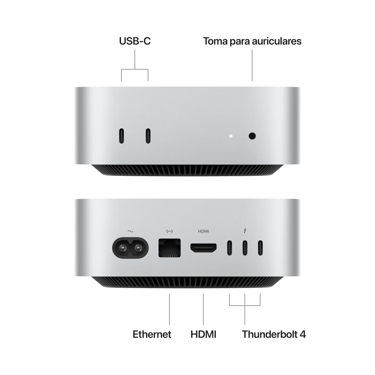 Apple Mac Mini Ordenador de Mesa con Chip M4, CPU de 10 núcleos y GPU de 10 núcleos: diseñado para Apple Intelligence, 16 GB de Memoria unificada, SSD de 256GB, Gigabit Ethernet — view 2