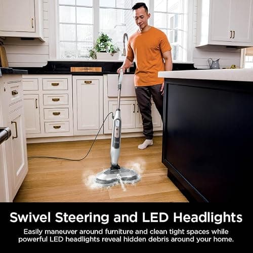 Shark Steam & Scrub with Steam Blaster Technology All-in-One Hard Floor Steam Mop with 3 Steam Modes & LED Headlights S8201, Rotator White — view 5