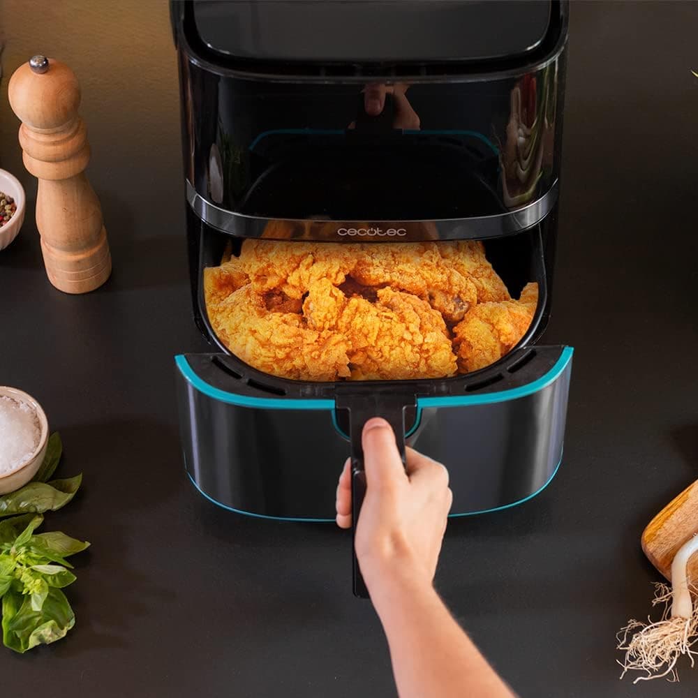 Cecotec Freidora sin Aceite de 5,5 L de Aire Caliente Cecofry Full InoxBlack 5500 Pro. 1700 W, Dietética y Digital, Panel Táctil, Acabados en Acero Inox, Tecnología PerfectCook, Termostato, 8 Modos — view 2