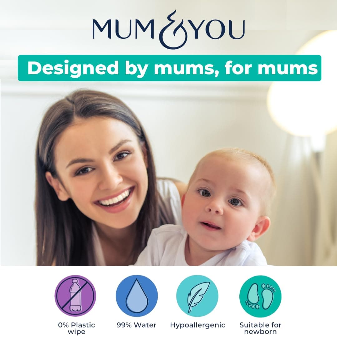 Mum & You Baby Wipes Multipack - 672 Biodegradable Wet Wipes (12 Packs) | 99.4% Water. Ideal for Sensitive Newborn Skin | Baby Wipes Bulk, Bum Wipes, Wet Tissue, wet wipes baby — view 8