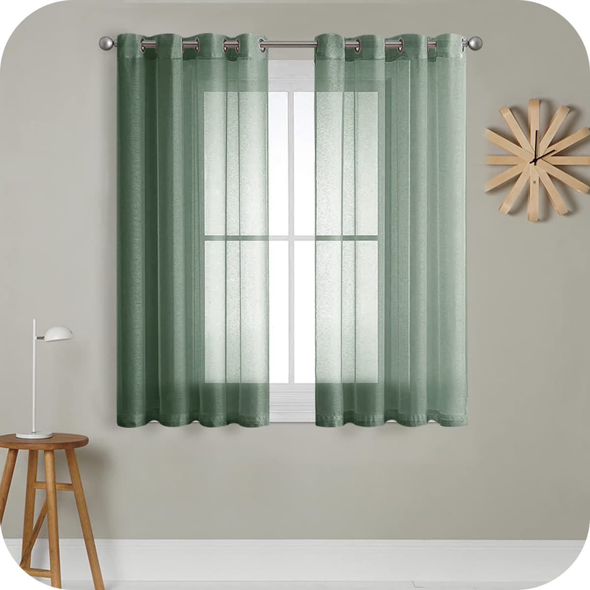 MRTREES Cortina para Ventana Dormitorio Translúcidas Visillos Paneles para Ventanas Sala para Niños Sala Comedor 2 Piezas 140×245cm Blanco — view 36
