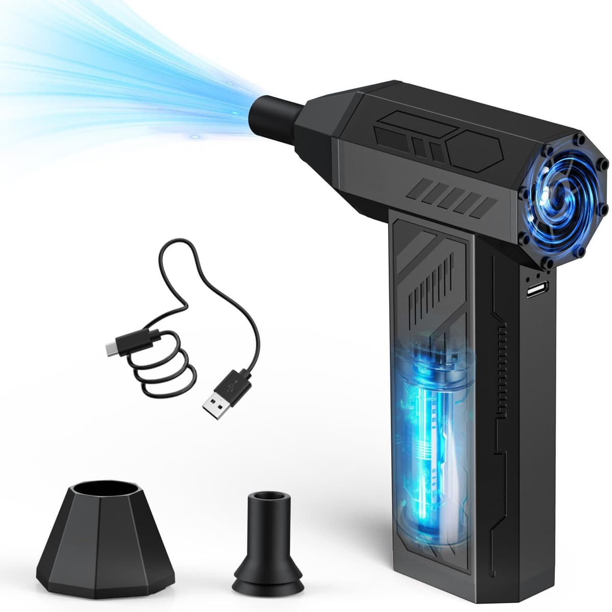 Compressed Air Duster Cleaner for PC, 4 Gear Adjustable 130000RPM Electric Air Duster, Portable Air Dust Blower, Cordless Compressed Air Duster for Computer, Keyboard, Outdoors and House Cleaning