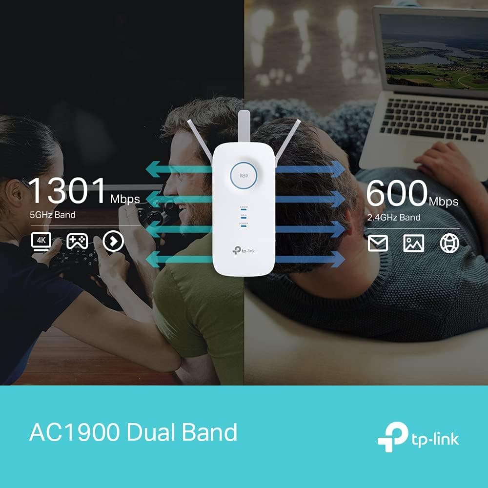 TP-Link RE550 AC1900 WiFi Extender Booster, Dual Band WiFi Booster, 3 Antennas, Gigabit Ethernet Port, Intelligent Monitor, AP Mode, APP Control, Ultimate Compatibility WiFi Mesh, Easy Setup — view 5
