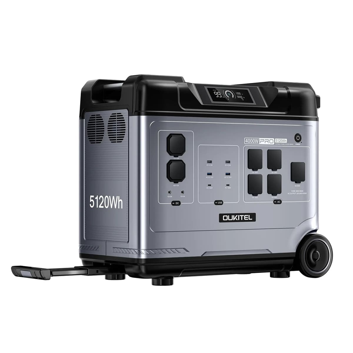 OUKITEL P5000 Pro Estacion de Energia Portatil 4000w, 5120Wh Generador Electrico Solar con Aplicación, Batería LiFePO4, 15 Puertos, Portable Power Station para Camping, Viajes, Emergencia