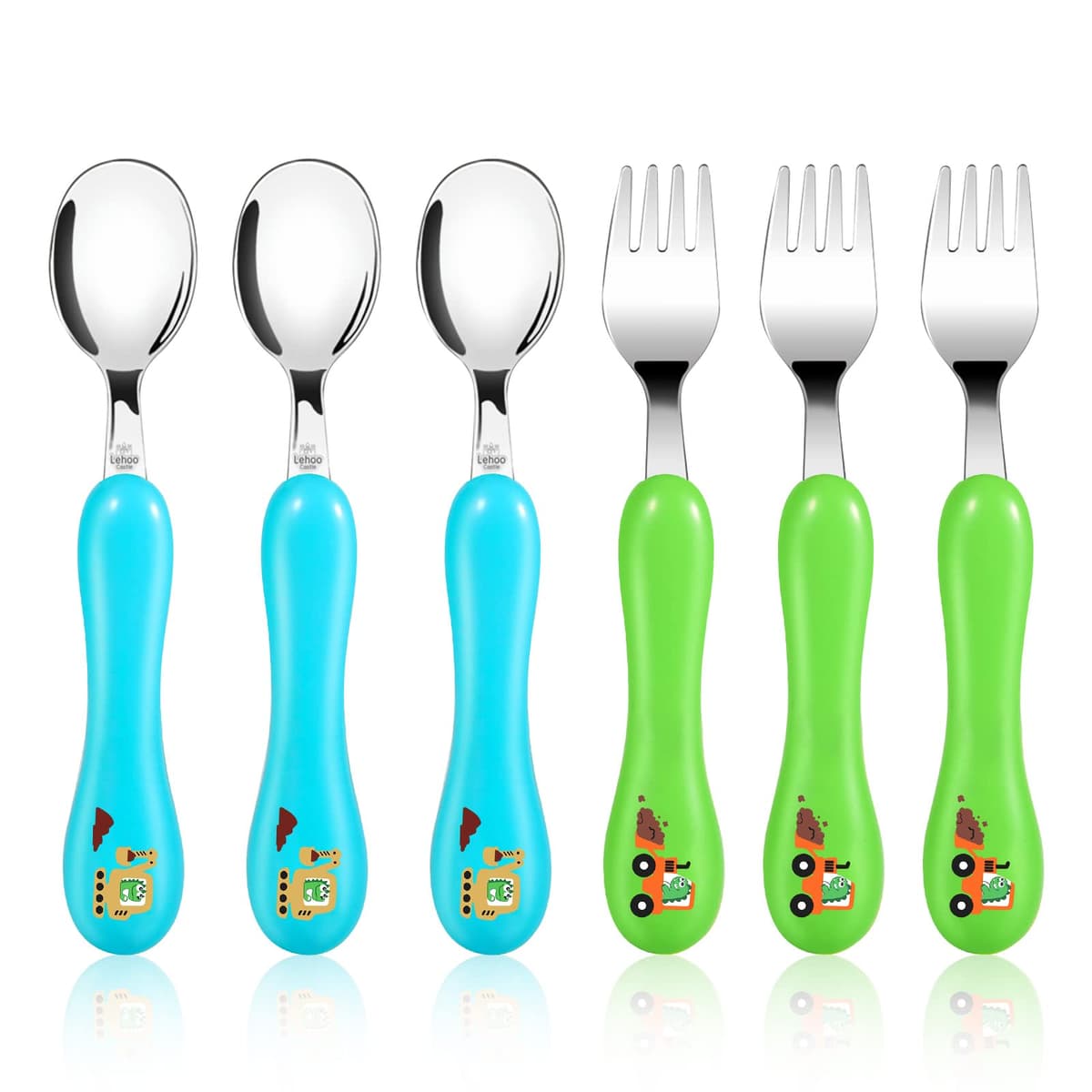 Lehoo Castle Children's Cutlery Set, 6pcs Stainless Steel Toddler Cutlery Kids Cutlery Flatware, Incudes 2 x Spoons, 2 x Forks, 2 x Knives — view 18
