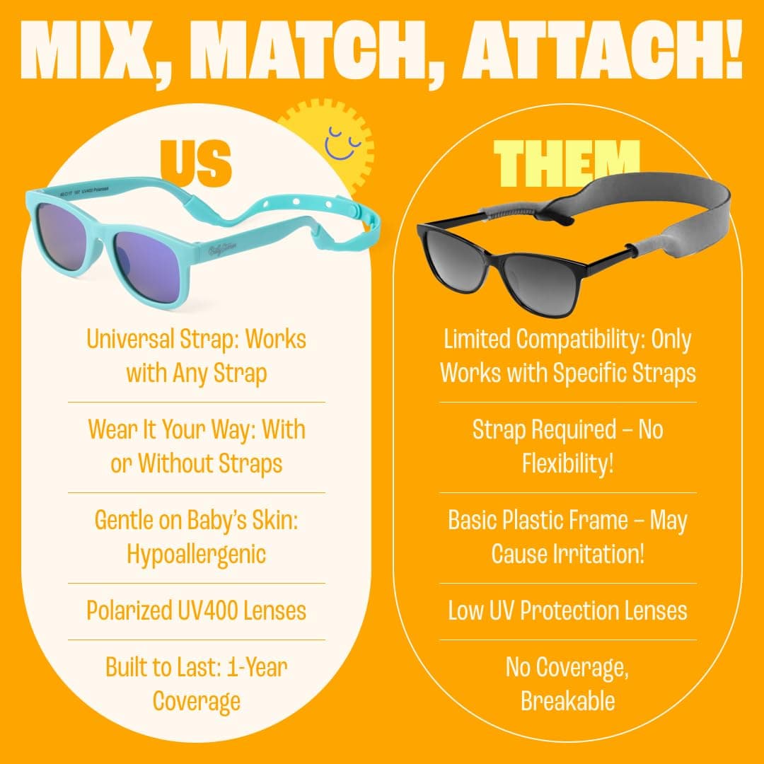 BABY SUNNIES Gafas de sol para bebé con correa, irrompibles y flexibles, para bebés de 0 a 24 meses — view 3