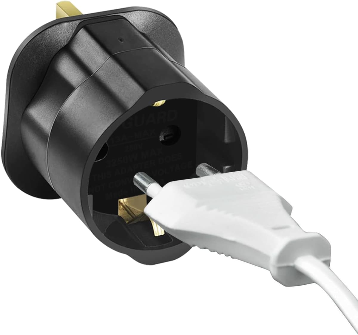 VGUARD European to UK Plug Adaptor, BS8546 Certified Travel Adapter 2-Pin to 3-Pin, EU Schuko to UK Plug with 13A Fuse for Eu — view 7
