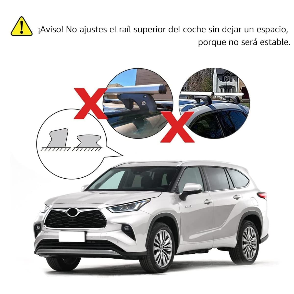 Amazon Basics portaequipajes de techo con rieles cruzados, 52 pulgadas, se adapta a tramos de hasta 46 pulgadas entre rieles laterales elevados con espacio, paquete de 2, negro/plateado — view 5