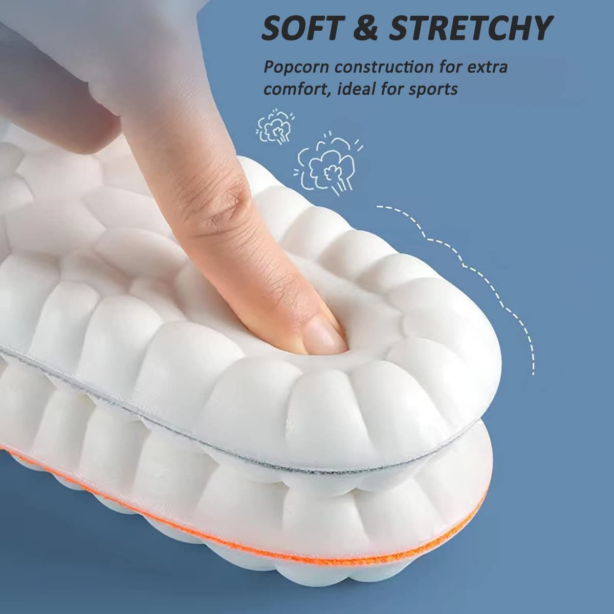 Memory Foam Insoles with Arch Support for Women Men,Comfort Massage Insoles Replacement Shoe Inserts for Trainers Sneakers Sports Shoes Work Boots,Breathable,Shock Absorption (5/5.5UK, Black) — view 4