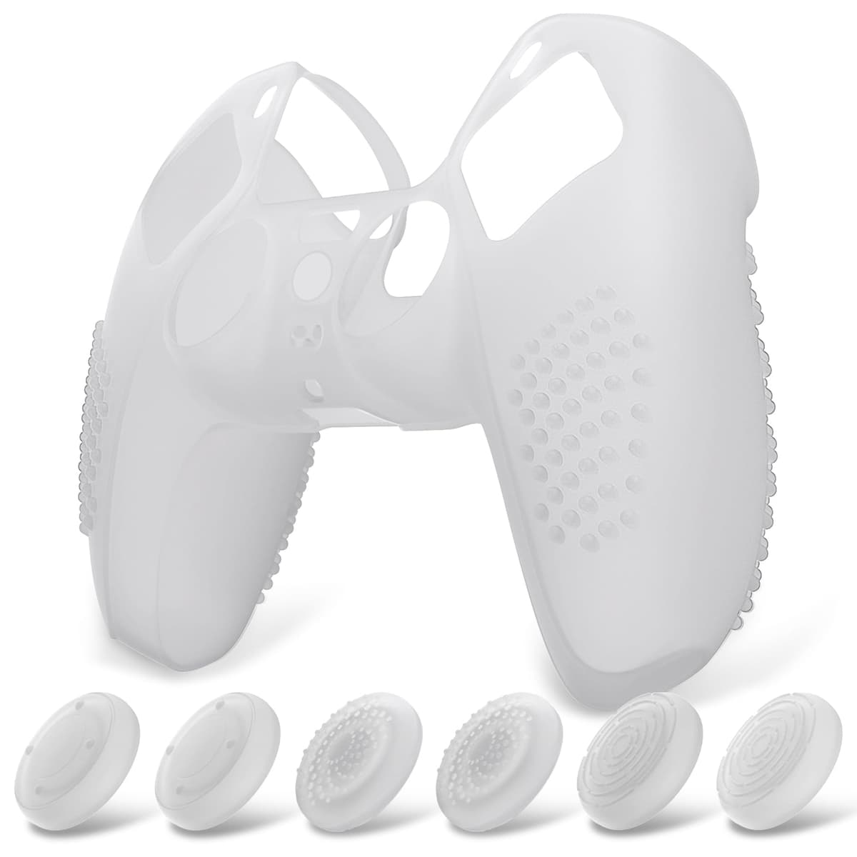 eXtremeRate PlayVital Funda de Silicona para ps5 Mando - Carcasa Protectora con 6 Tapas de Joysticks, Impermeable, Resistente y Antideslizante, Funda de Goma Suave, 3D Tachonado (Matcha Verde) — view 29