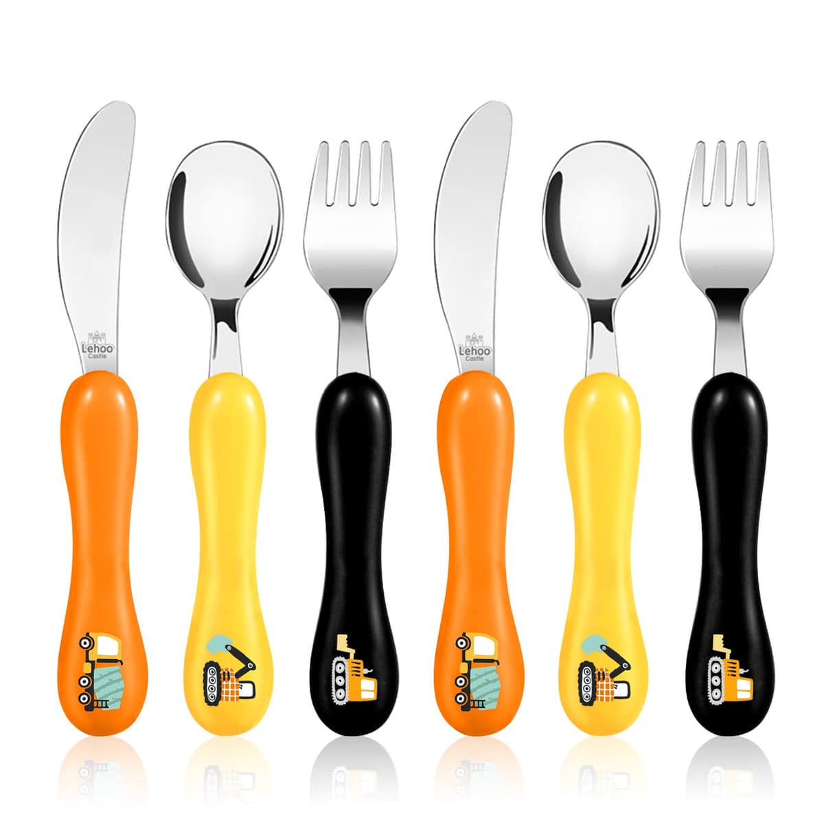 Lehoo Castle Children's Cutlery Set, 6pcs Stainless Steel Toddler Cutlery Kids Cutlery Flatware, Incudes 2 x Spoons, 2 x Forks, 2 x Knives — view 10