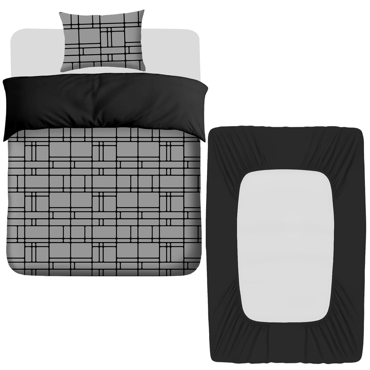 Pamposh 3 Pcs Single Duvet Cover Set with Matching Black Single Fitted Sheet 40 cm Extra Deep Pocket - UltraSoft Breathable Premium Microfibre Reversible Quilt Cover Bedding Set For All Seasons — view 19