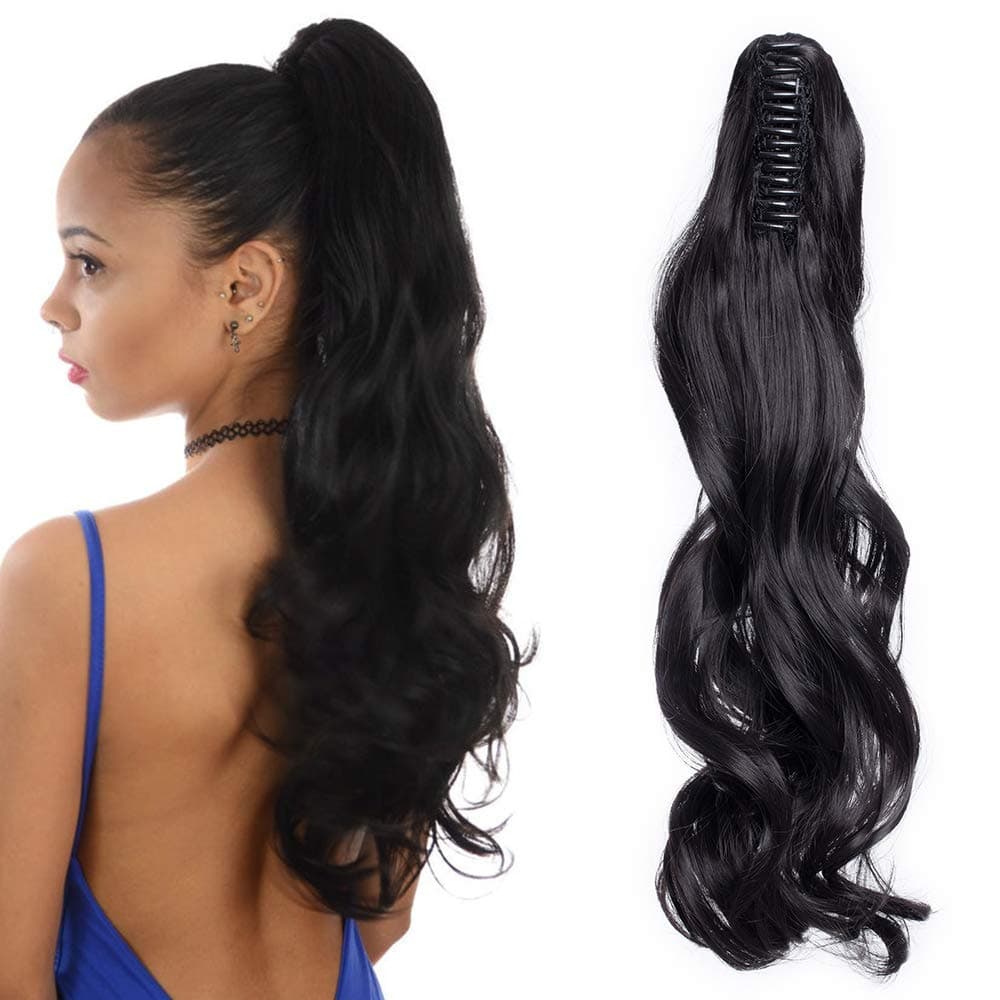 17"(43cm) SEGO Ponytail Long Synthetic Hair Looks Natural [Red Brown/Orange] Clip in Hair Extensions Curly Tail Ponytail Extension (90g) — view 75